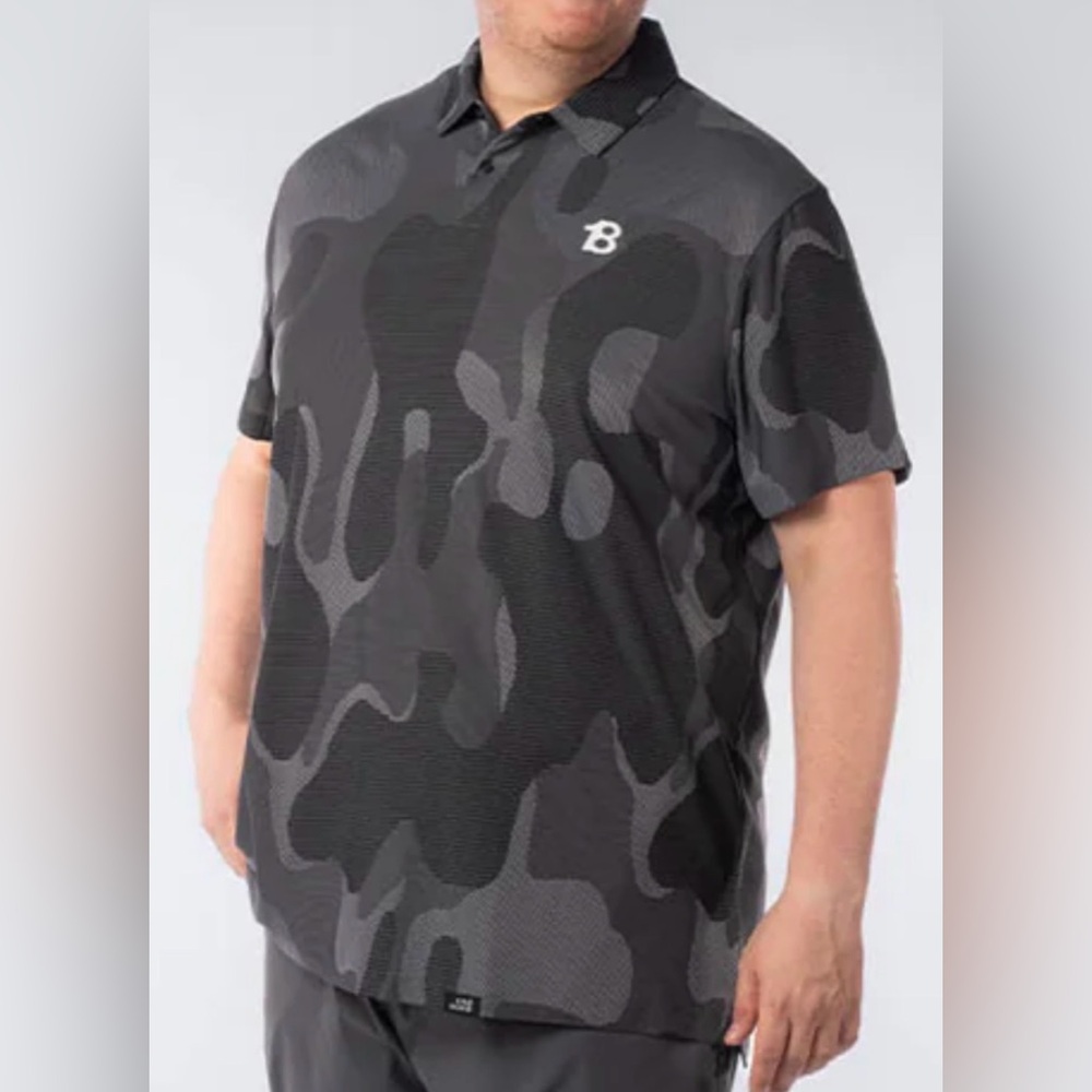 Professional Athletes ONEBONE Polo Performance Shirt 
Grey Camo- Men’s 0 (XL)